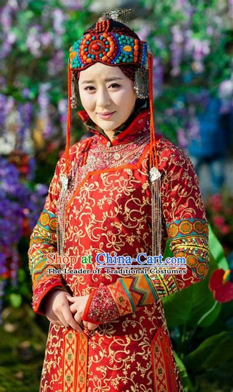 Chinese Qing Dynasty Mongolian Princess Historical Costume Ancient