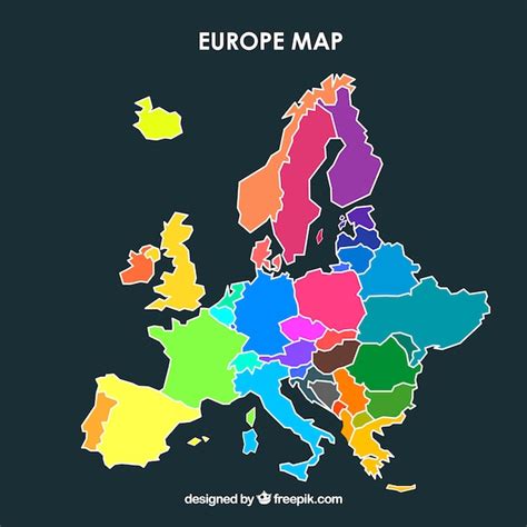 Map Of Europe With Colors In Flat Style Vector Free Download