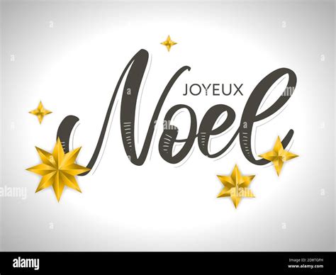 Merry Christmas Card Template With Greetings In French Language Joyeux