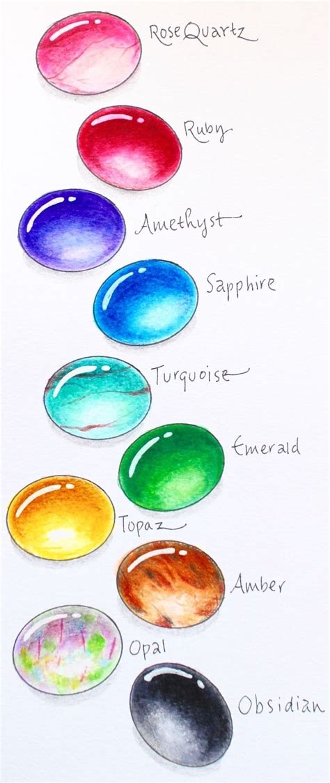 How To Draw Gems With Markers And Colored Pencils Step By Step