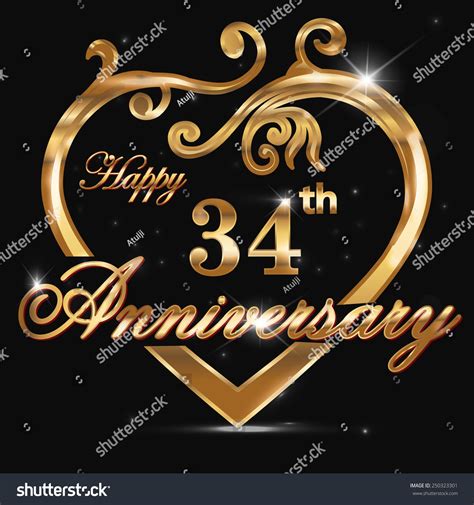 Maybe you would like to learn more about one of these? 34 Year Anniversary Golden Heart 34th Stock Vector ...