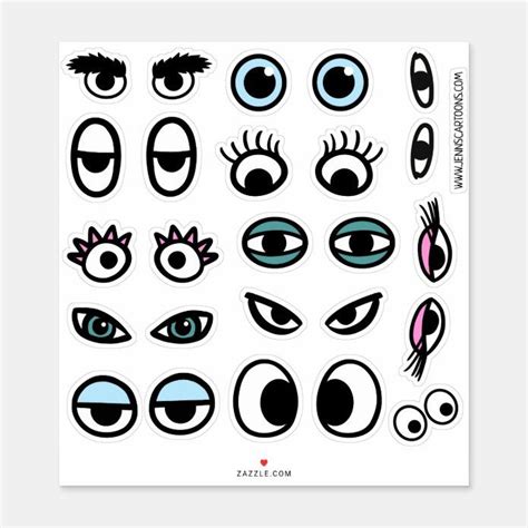 Funny Eyeballs Cartoon Eyes Sticker Set Zazzle Eye Stickers