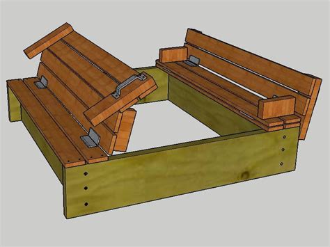 Plans To Build A Wood Covered Sandbox With Fold Out Seats And Etsy In