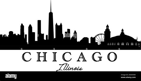 Chicago Skyline Silhouette With Text Stock Vector Image And Art Alamy