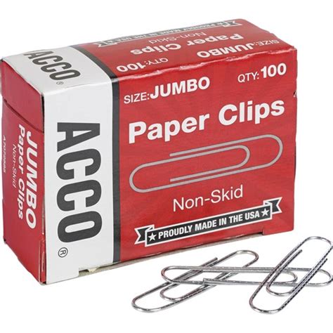 Acco Economy Jumbo Non Skid Paper Clips Jumbo No 1 2 Length X 0