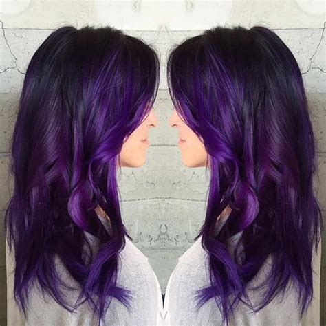 If you used a coloured pen on black paper you can't see colour well. 21 Bold and Trendy Dark Purple Hair Color Ideas | StayGlam