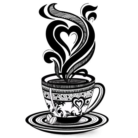 Coffee Love Coffee Cup Coffee Doodle Art Coffee Illustration Black And White Coffee Design