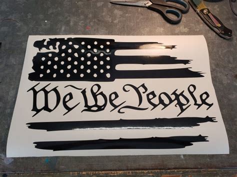 We The People American Flag Vinyl Decal Etsy