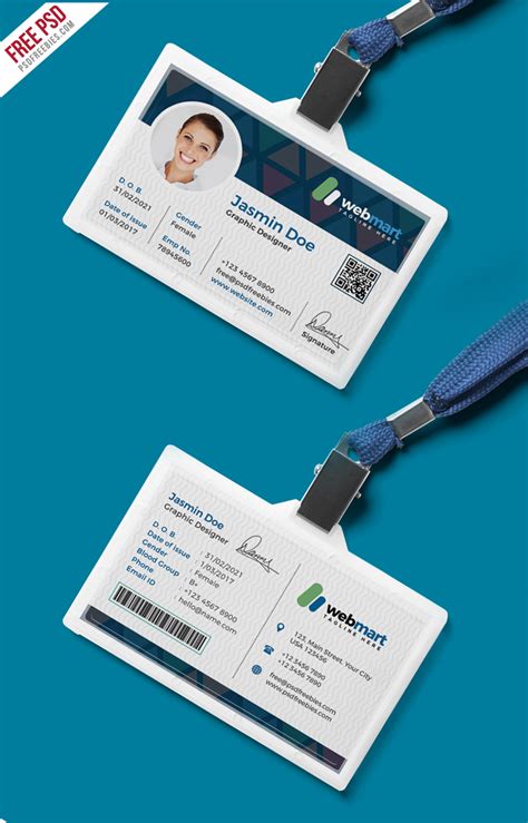 Portrait Id Card Template Template Business Format