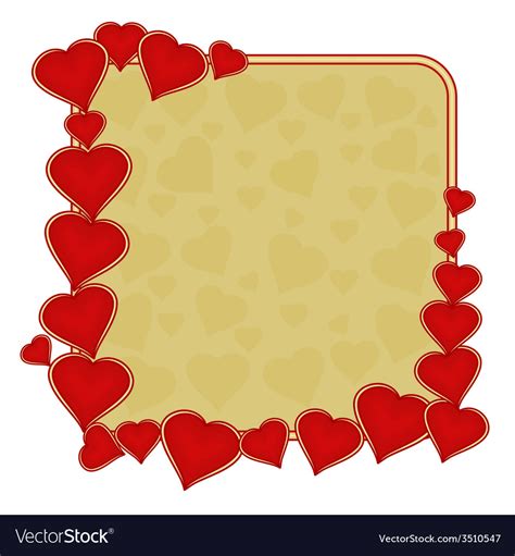 Valentines Day Frame Of Hearts Gold Background Vector Image