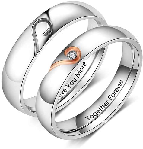 personalized promise rings set engagement bands rings for him and her custom couples rings set