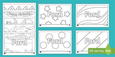 Free Ford Name Simple Colouring Activity Sheets Twinkl