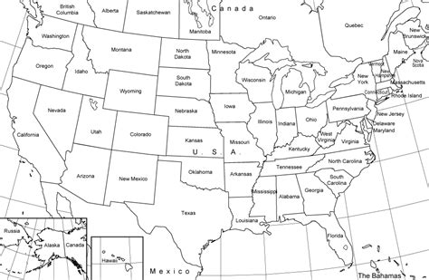 United States Black And White Outline Map