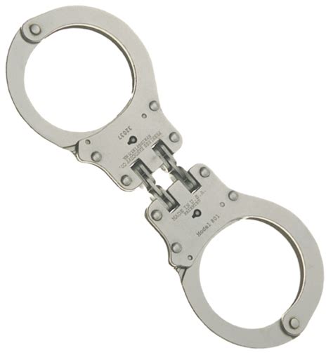 Double locking and serial numbered. Peerless Model 801 Hinged Handcuffs Nickel Finish