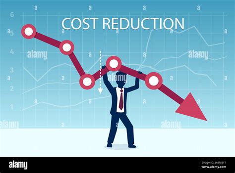 Cost Reduction Concept Vector Of A Businessman Pulling Down An Arrow