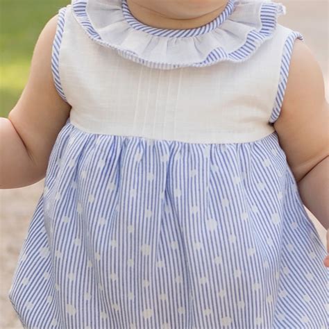 Dolce Petit Spring Summer Baby Girls Blue White Stripes Bubble Romper