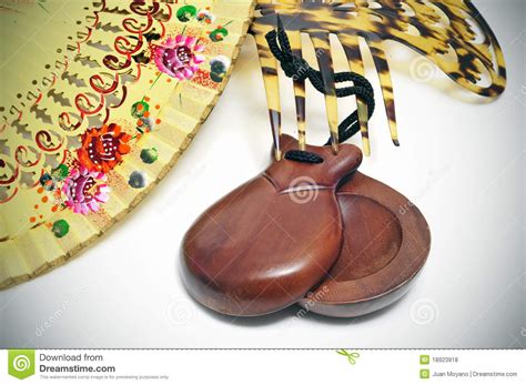 Spanish Castanets Hand Fan And Peineta Stock Photo Image Of Instrument Comb