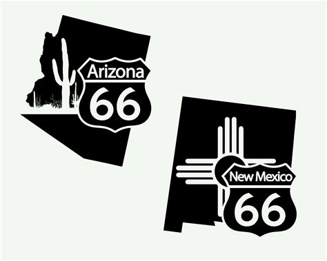 Route 66 Svg Sign Us Map All Eight Usa States The Highway Go Etsy