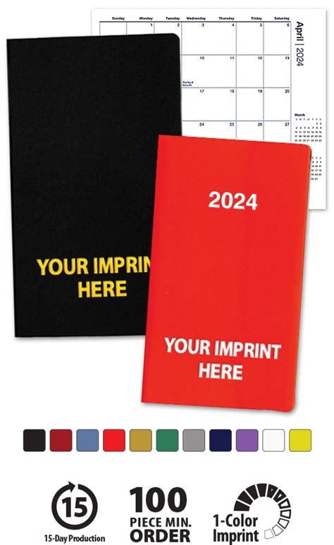 2024 Lexington Monthly Pocket Calendar Custom Imprinted Flex Colors