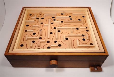 Vtg Large Woodenwalnut Labyrinth Marble Maze Board Game Of Skill By