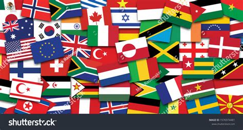 Several Country Flags Countries National Flag Stock Illustration