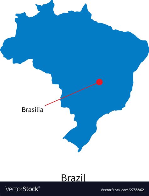 Detailed Map Brazil And Capital City Brasilia Vector Image