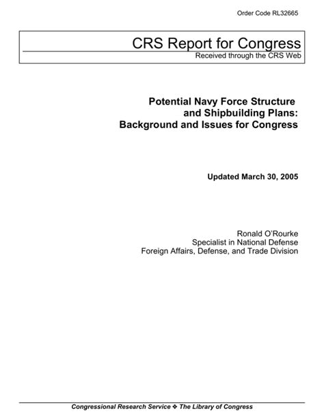Crs Report For Congress Potential Navy Force Structure And Shipbuilding