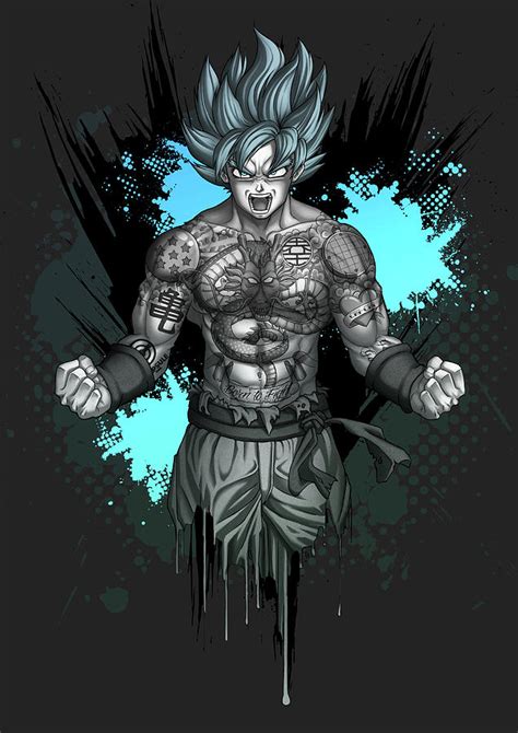 Goku And Tattoos Dragon Ball Z Digital Art By Ben Krefta Pixels