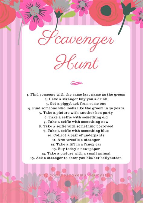 Hens Party Scavenger Hunt Template Ubicaciondepersonascdmxgobmx