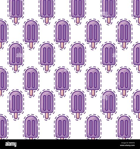Pattern Of Patches With Ice Creams In Stick Vector Illustration Design
