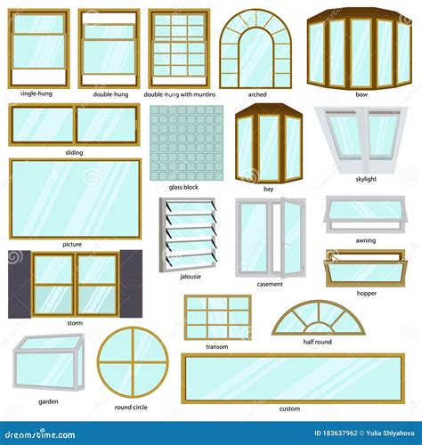 Different Windows Types Stock Vector Illustration Of Office 183637962