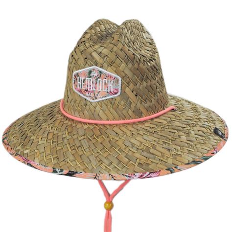 Hemlock Hat Co Flamingo Straw Lifeguard Hat Straw Hats