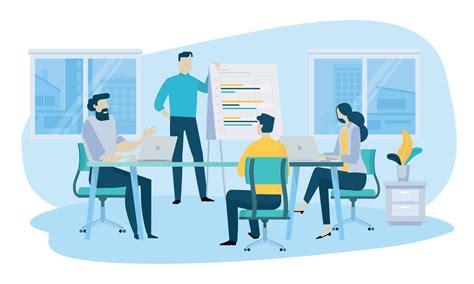 Vector Illustration Concept Of Business Meeting Teamwork Training