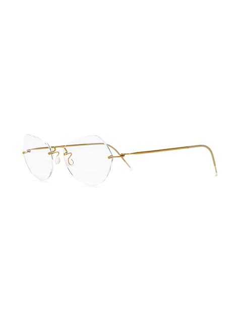 lindberg rimless round frame glasses in 金色 modesens