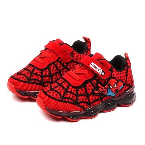 Brand Fashion Led Lighted Children Shoes Cute Cool Spiderman Casual