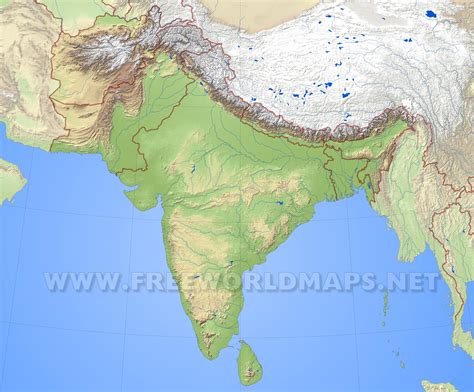 Physical Map Of South Asia Vector U S Map