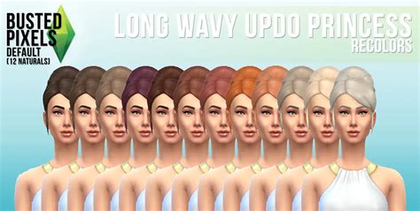 Busted Pixels Long Wavy Updo Princess Sims 4 Hairs