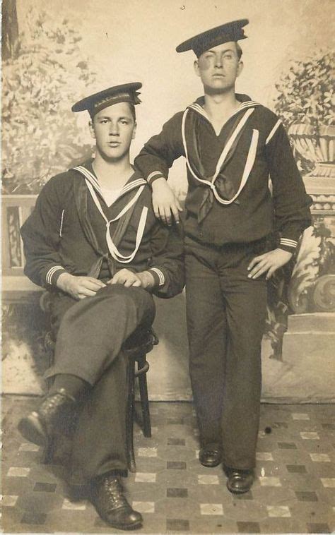 Sailors Group Portrait 1896 Vintage Victorian Military Uniform Handsome