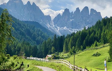 Val Di Funes Dolomites Acquerello Floreale Alto Adige Acquerello