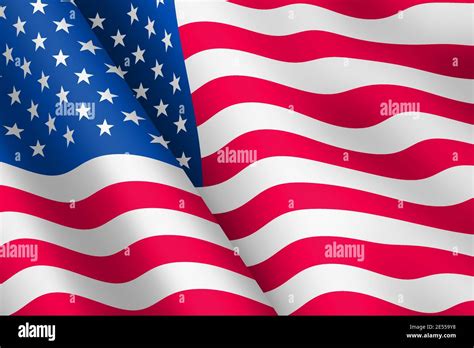 United States Of America Waving Flag 3d Illustration Wind Ripple Stars
