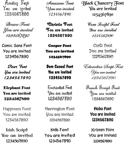 Popular Wedding Invitation Fonts Microsoft Word Wedding