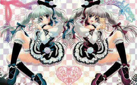 Wallpaper Illustration Anime Kittens Twins Smile