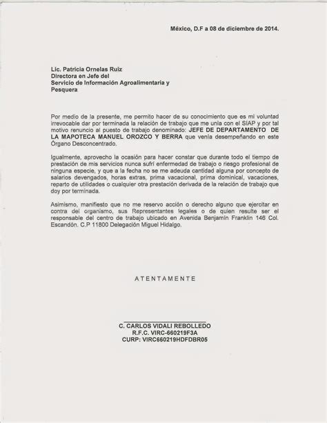 Mapoteca Manuel Orozco Y Berra Carta De Renuncia Que Se Pretendía