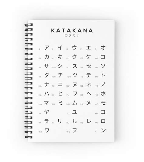 Katakana Chart Japanese Alphabet Learning Chart White Spiral