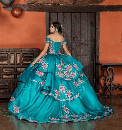 Make A Lasting Impression In This Floral Embroidered Charro Quinceanera