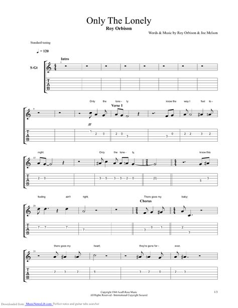 Only The Lonely Guitar Pro Tab By Roy Orbison