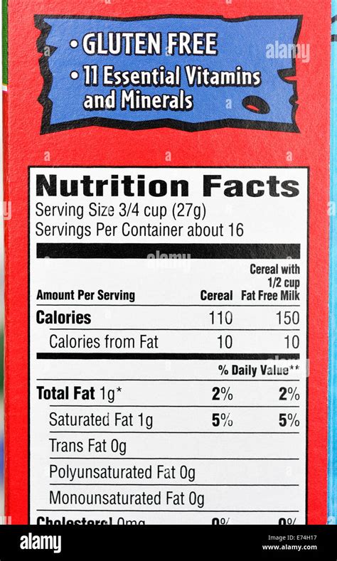 Nutrition Facts Gluten Free Food Package Packaged Hi Res Stock