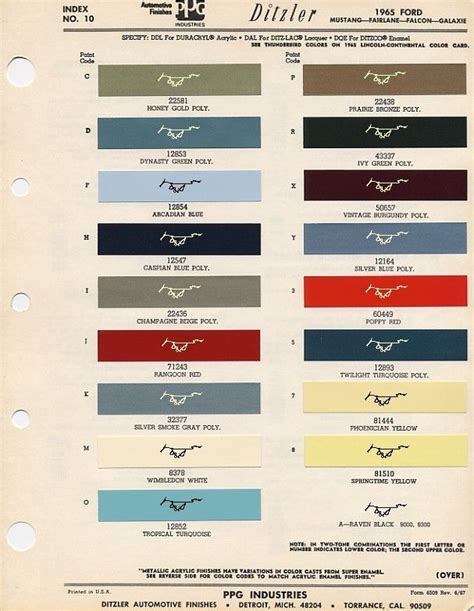 Ford Mustang Color Codes