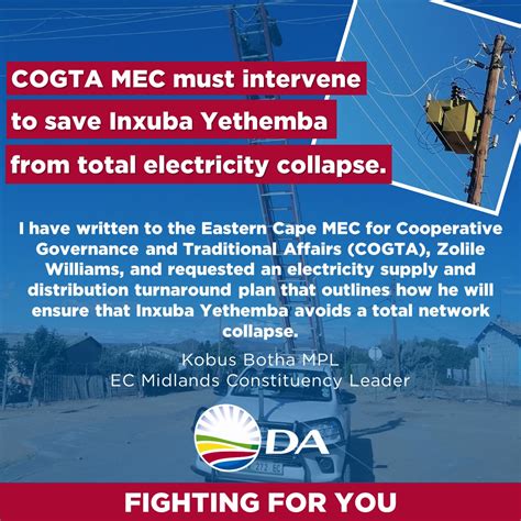 cogta mec must intervene to save inxuba yethemba from total electricity collapse eastern cape
