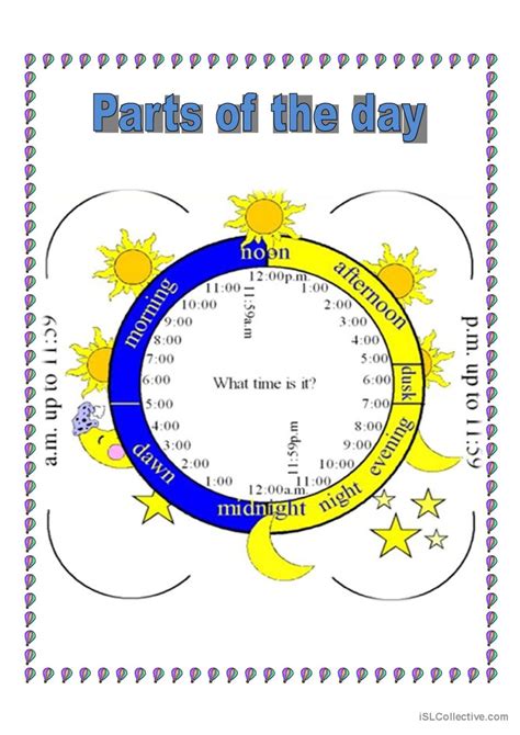 Parts Of The Day English Esl Worksheets Pdf And Doc